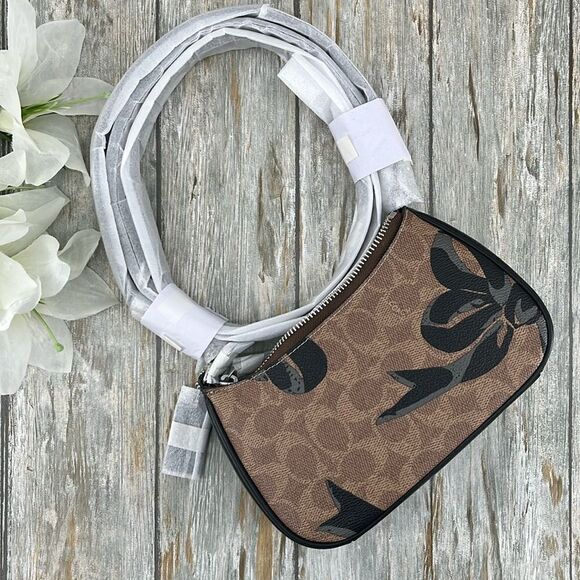 Coach Teri Mini Crossbody Bag In Signature Canvas With Bow Print Purse - Picture 3 of 6